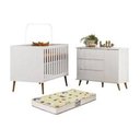 Ver imagem 1 de Berço Infantil Mini Cama Encanto com Comoda Lunna e Colchão 70x130m - Branco