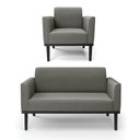 Ver imagem 2 de Conjunto Poltrona e Namoradeira Decorativa Isabella Pés Fixo em Madeira Preto Suede Grafite G19 - Gr