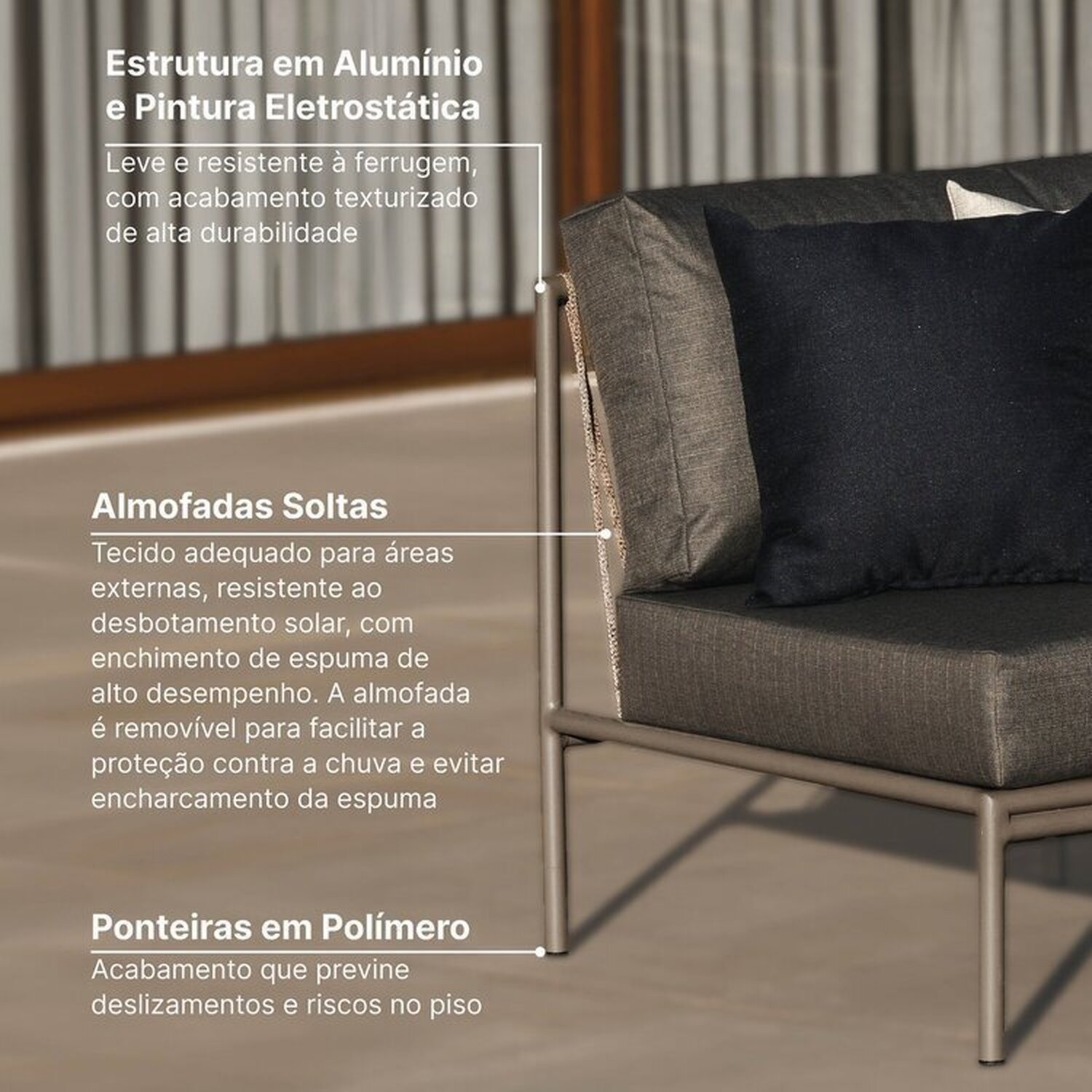 Conjunto Jardim e Varanda 1 Chaise Direita 1 Chaise Esquerda Refúgio CabeCasa MadeiraMadeira - 4