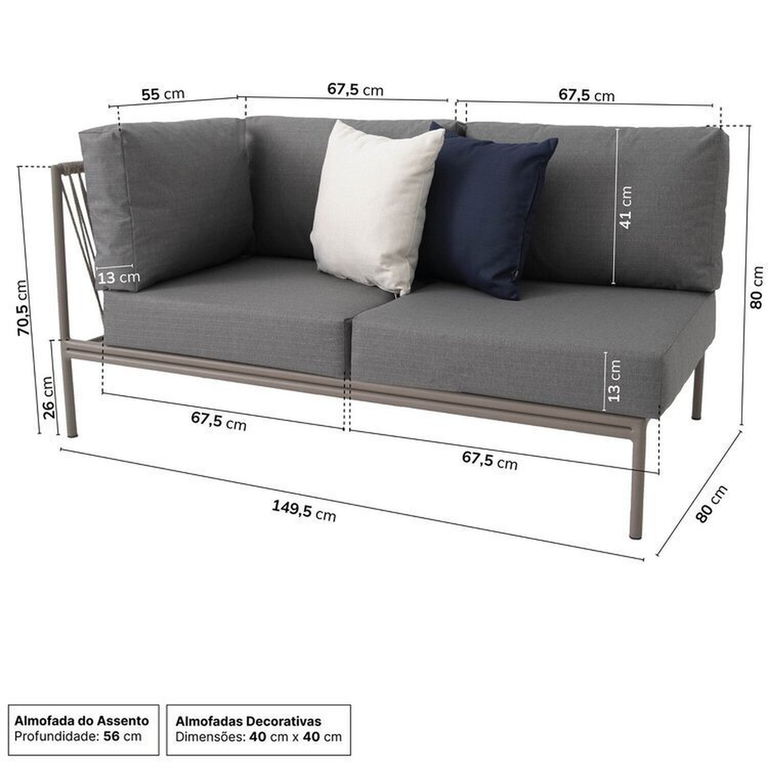 Conjunto Jardim e Varanda 1 Chaise Direita 1 Chaise Esquerda Refúgio CabeCasa MadeiraMadeira - 3