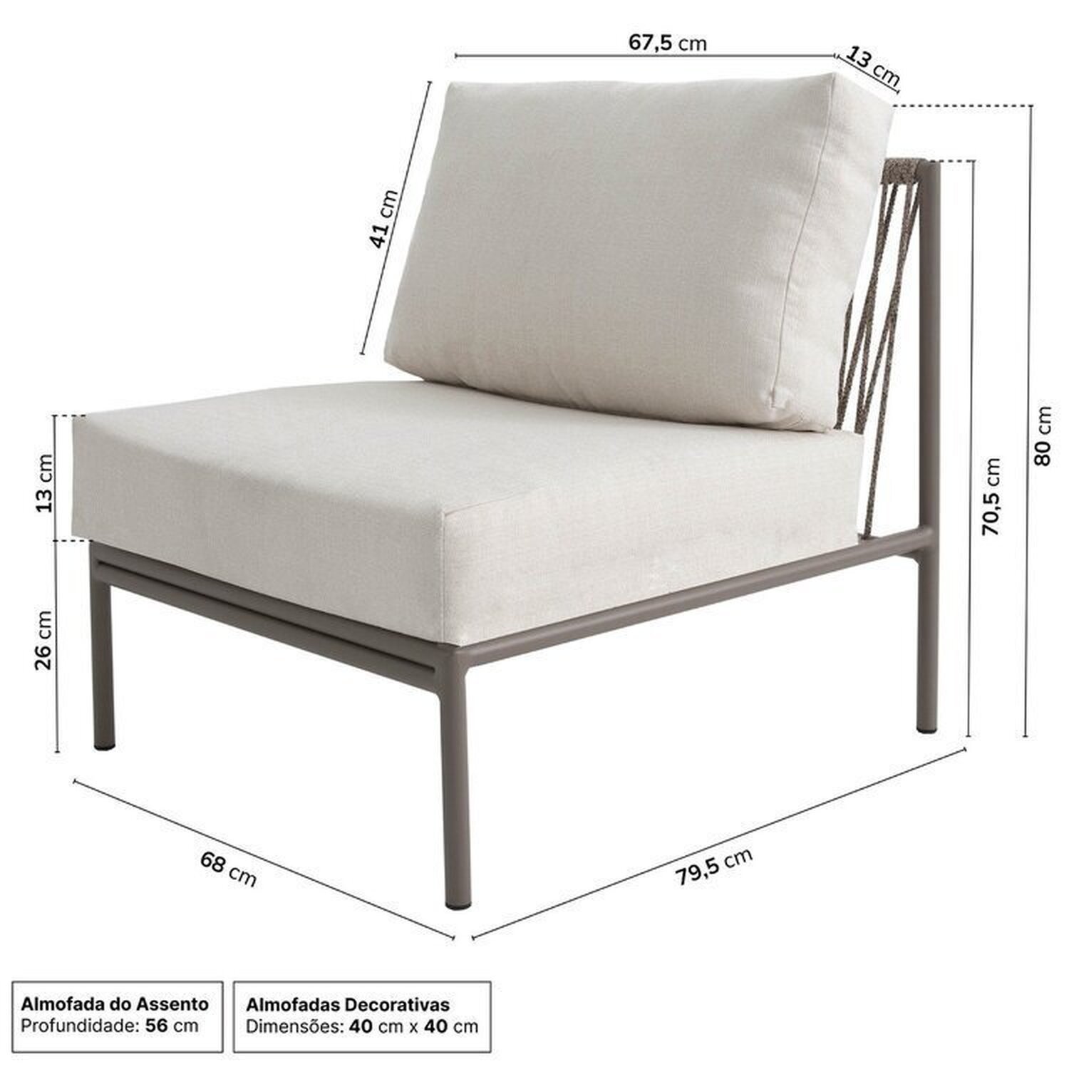 Conjunto Jardim e Varanda 1 Chaise Direita 1 Chaise Esquerda 1 Módulo 70cm Refúgio CabeCasa MadeiraMadeira - 4