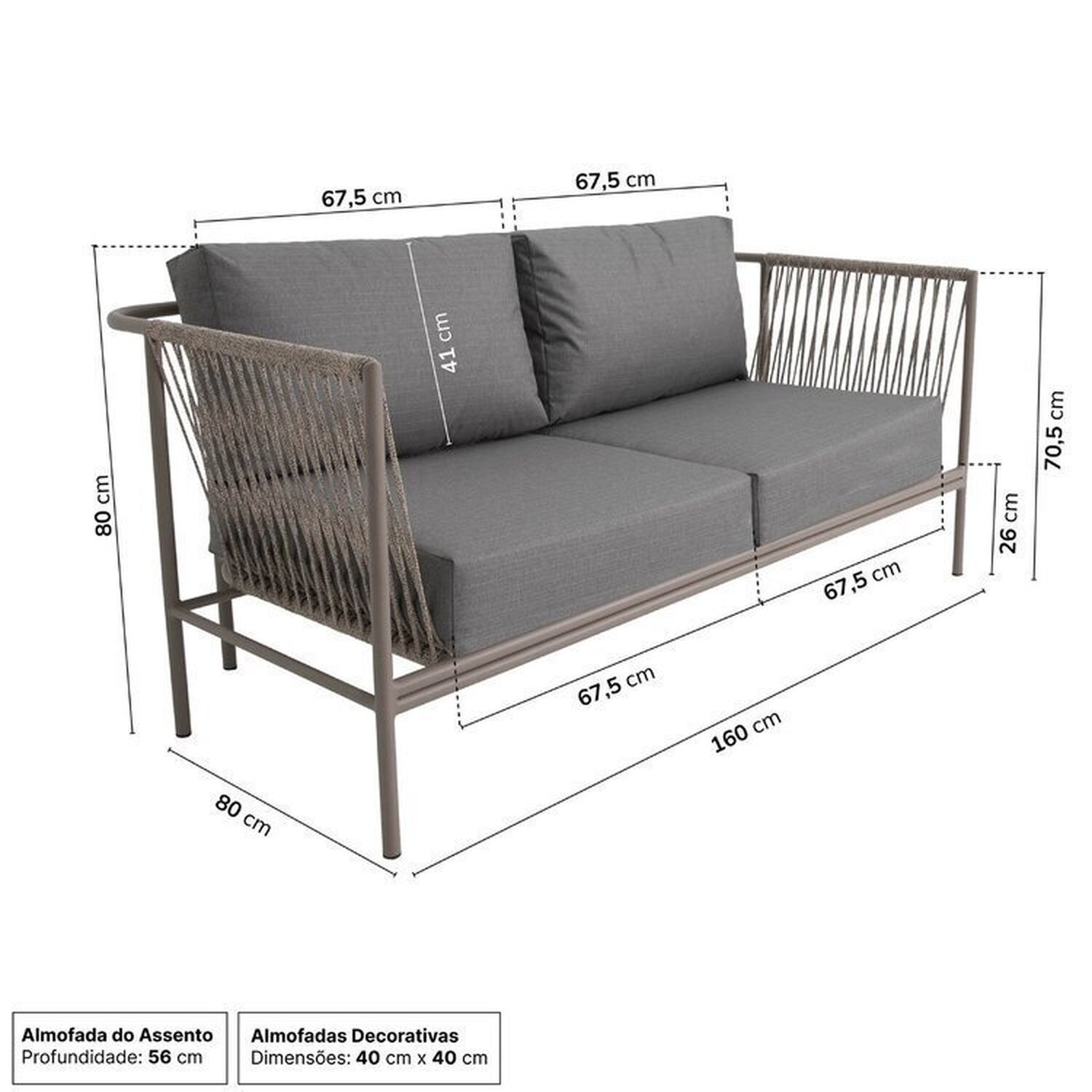 Conjunto Jardim e Varanda 1 Sofá 1 Poltrona 90cm Refúgio CabeCasa MadeiraMadeira - 2