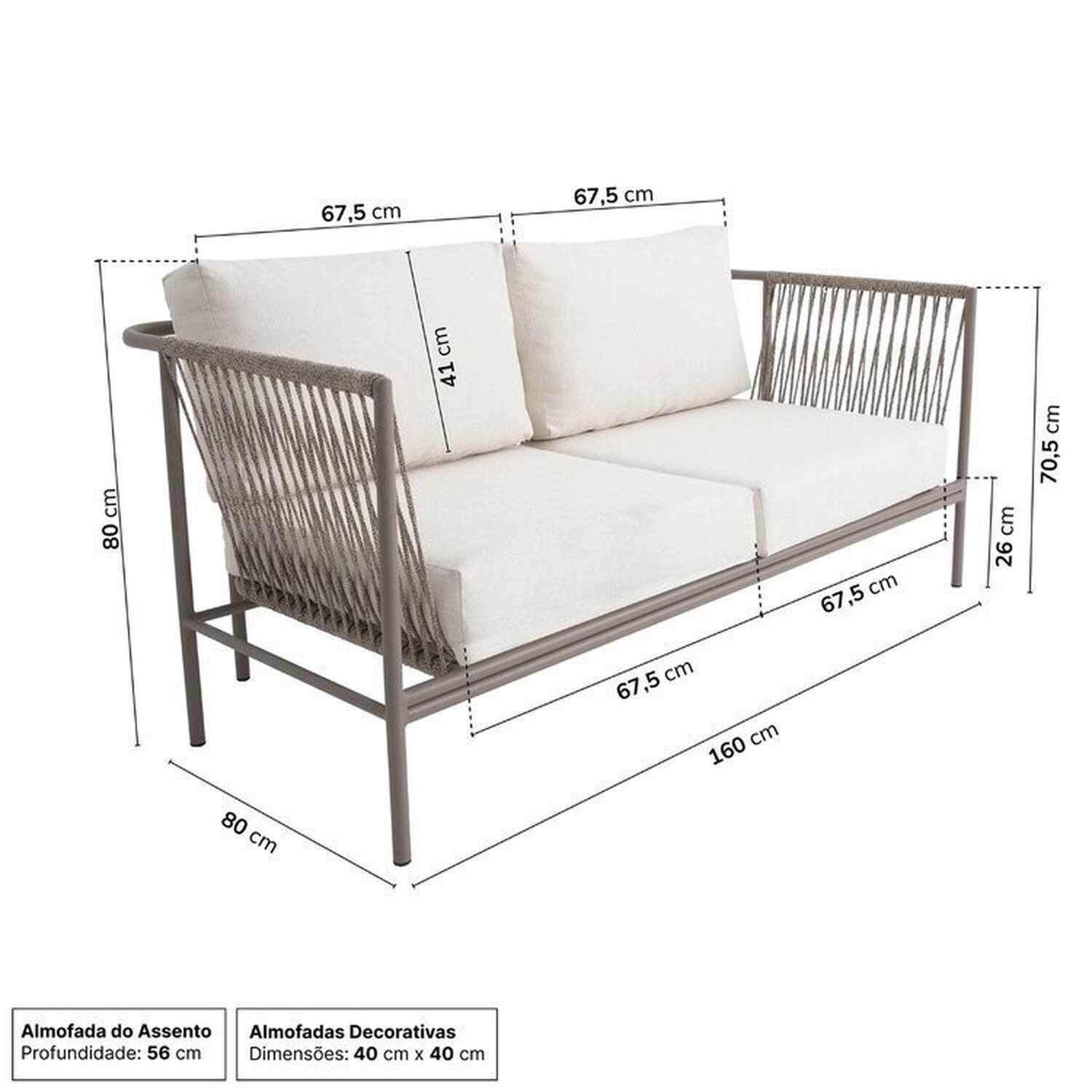 Conjunto Jardim e Varanda 1 Sofá 1 Poltrona 90cm Refúgio CabeCasa MadeiraMadeira - 2