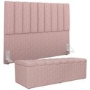 Ver imagem 2 de Kit Cabeceira Cama Box Casal King 195cm e Calçadeira Recamier Baú Dália W01 Linho Rosa - Lyam