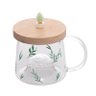 Caneca de Vidro Lyor com Pires de Bambu Suculenta 330ml 5708 - 1