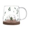 Caneca de Vidro Lyor com Pires de Bambu Suculenta 330ml 5708 - 4