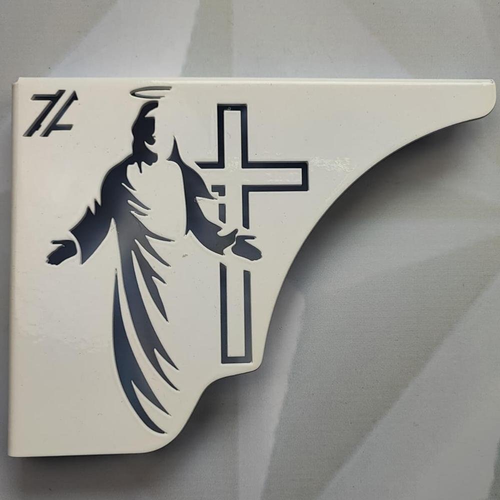 Mão Francesa Decorativa 20cm Jesus Cristo Ressuscitado Aço Branco Zarg - 5