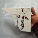 Ver imagem 3 de Mão Francesa Decorativa 20cm Jesus Cristo Ressuscitado Aço Branco Zarg