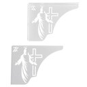 Ver imagem 1 de Mão Francesa Decorativa 20cm Jesus Cristo Ressuscitado Aço Branco Zarg