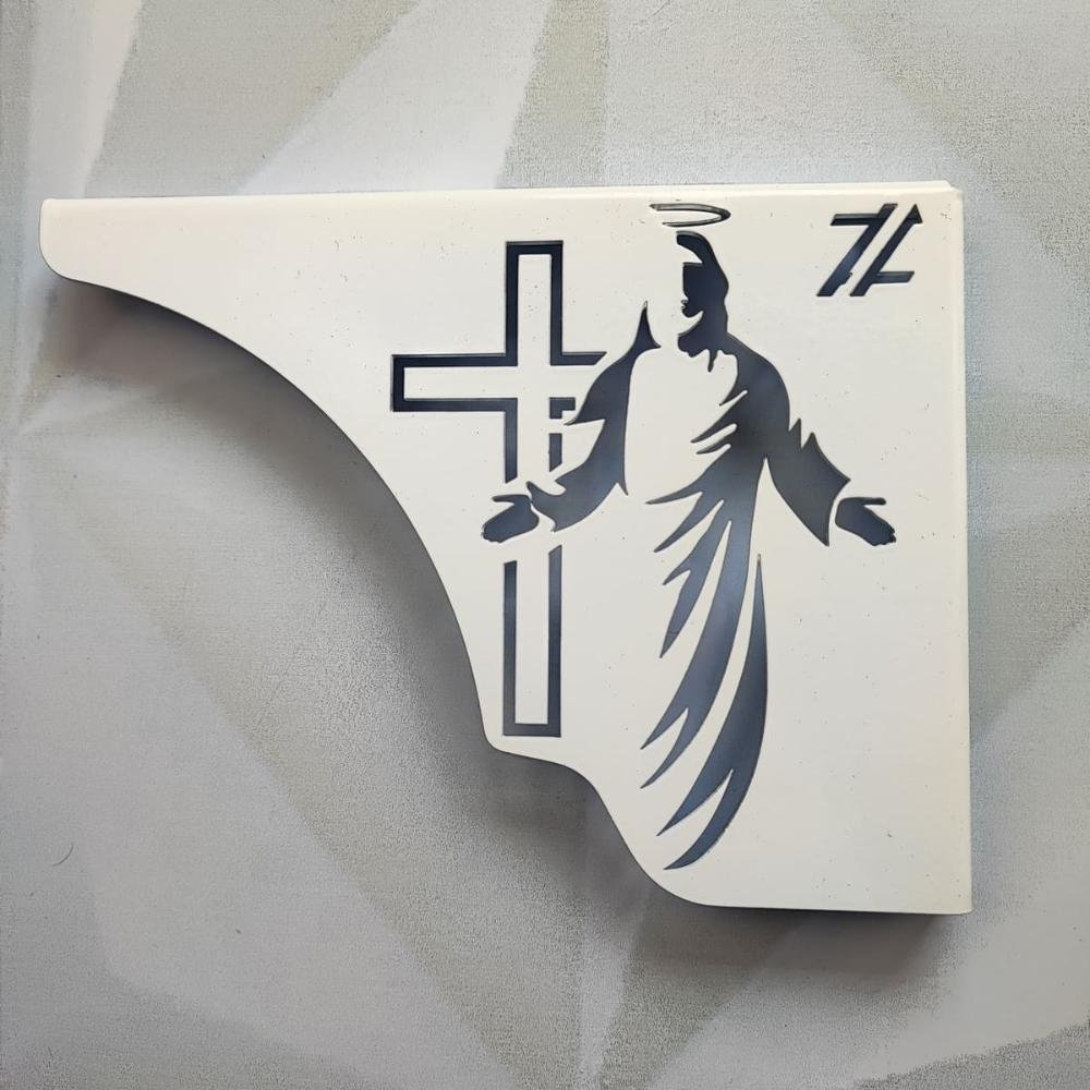 Mão Francesa Decorativa 20cm Jesus Cristo Ressuscitado Aço Branco Zarg - 4