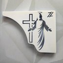 Ver imagem 4 de Mão Francesa Decorativa 20cm Jesus Cristo Ressuscitado Aço Branco Zarg