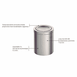 Lixeira Inox com Tampa Basc Swing 5l - Tramontina - 2