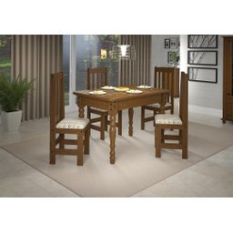 Conjunto Valencia Mesa de Madeira 1,20 com 4 Cadeiras - Imbuia Lojas Pam 800.1 - 1