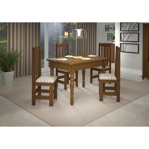 Conjunto Valencia Mesa de Madeira 1,20 com 4 Cadeiras - Imbuia Lojas Pam 800.1