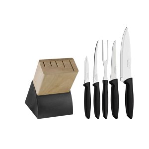 Jogo de Facas 6 Peças com Cepo Tramontina Inox Plenus Preto 23498028
