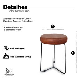 Banqueta Baixa para Cozinha Bar Balcão Bistro Mesa Itália:whisk - 3
