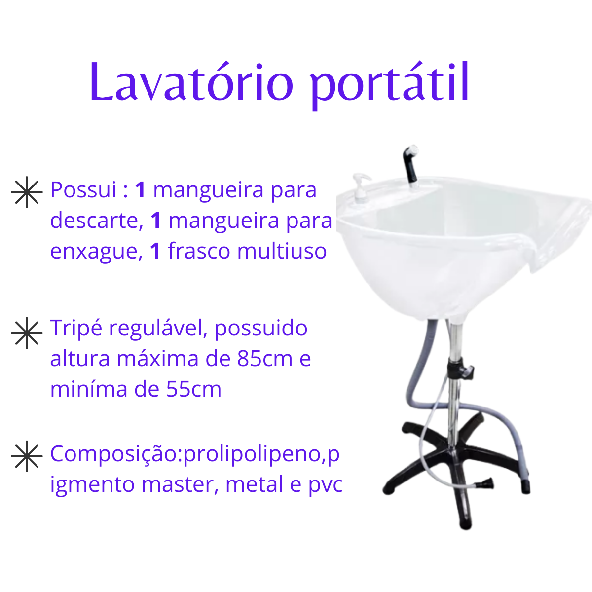 Lavatorio Portatil Branco Salão Cabelereiro Santa Clara - 4