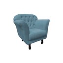 Ver imagem 3 de Poltrona Decorativa Dália Linho Azul Pés Madeira