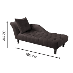 Divã Chesterfield Anna Recamier 160cm Via Encanto Veludo Bordô Lado Esquerdo - 3