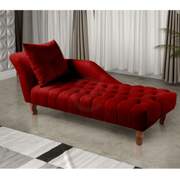 Divã Chesterfield Anna Recamier 160cm Via Encanto Veludo Bordô Lado Esquerdo - 2