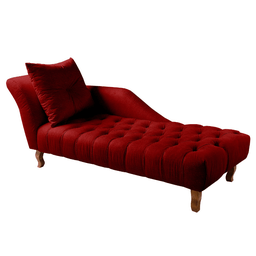 Divã Chesterfield Anna Recamier 160cm Via Encanto Veludo Bordô Lado Esquerdo - 1