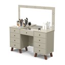 Ver imagem 2 de Penteadeira Camarim Eloa Retro 9 Gavetas com LED e Espelho Off White