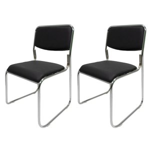 Kit 2 Cadeiras de Escritório Base Fixa Dakkar para Mesa de Jantar Pretas