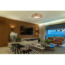 Luminária Decorativa Madeira Plafon Copacabana Quad 40cm:Amendola Rústica - 2