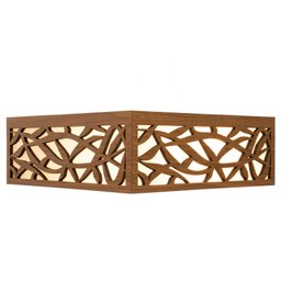 Luminária Decorativa Madeira Plafon Copacabana Quad 40cm:Amendola Rústica - 5