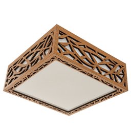 Luminária Decorativa Madeira Plafon Copacabana Quad 40cm:Amendola Rústica - 4