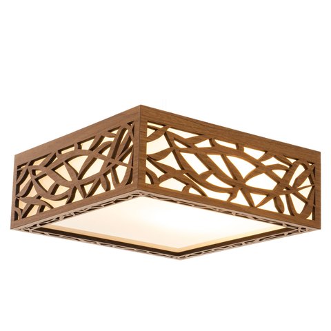 Luminária Decorativa Madeira Plafon Copacabana Quad 40cm:Amendola Rústica