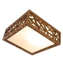 Luminária Decorativa Madeira Plafon Copacabana Quad 40cm:Amendola Rústica - 8