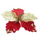 Ver imagem 1 de Kit 4 Flor de Natal Vermelha Artificial com Brilho 19cm