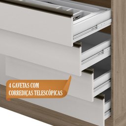 Balcao 4 Gavetas Com Telescopicas 120CM 12592 Oak Off White PLN - 6