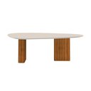 Ver imagem 6 de Mesa com Tampo Orgânico com Vidro 75x200x100cm Marrom/Freijo/Off White