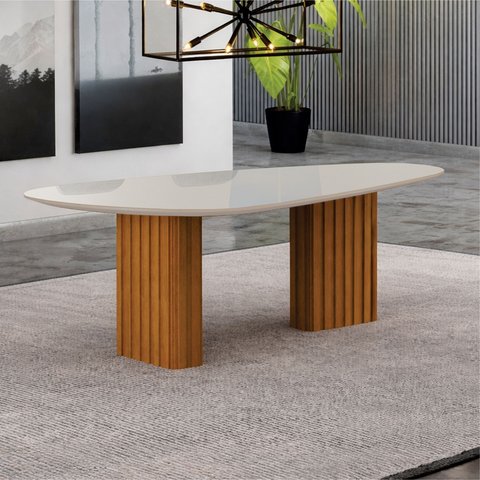 Mesa com Tampo Orgânico com Vidro 75x200x100cm