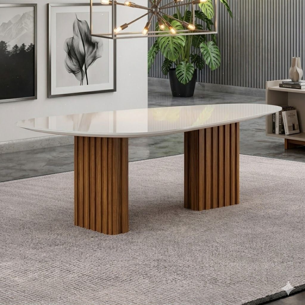 Ver imagem 1 de Mesa com Tampo Orgânico com Vidro 75x200x100cm