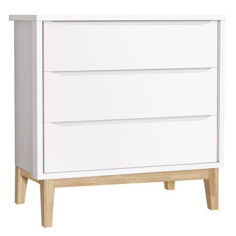 Cômoda Gaveteiro Infantil New Classic Branco Madeira Natural – Reller