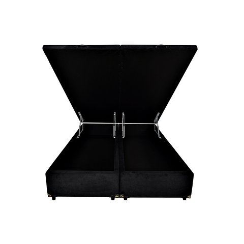 Cama Box Baú King Suede Preto 193x203x42