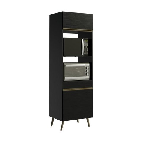 Armário Florença 2 Portas 3 Prateleiras MDP 62cm Preto Multimóveis