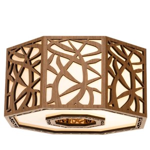 Luminária Decorativa Madeira Plafon Copacabana Octa 45cm:Freijó