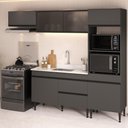 Ver imagem 1 de Armário de Cozinha Modulada Completa com Pia 251,5cm Milano Multimóveis MCR2395 Grafite/Creme