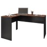 Mesa Para Escritório E Home Office Em L Euro 01 Gaveta 135x105 Cm C03 Preto Castanho - Lyam Decor - 1
