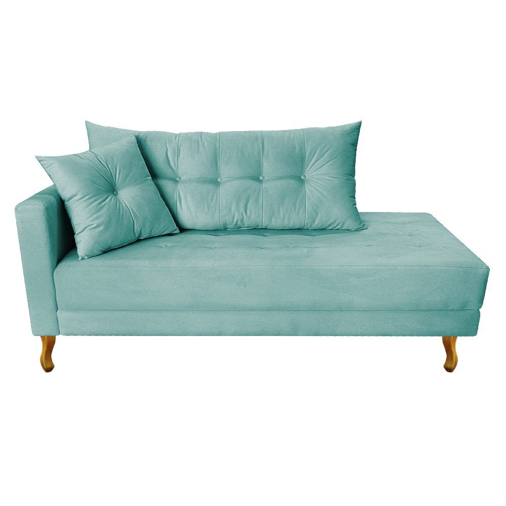 Recamier Azura 160cm com Almofada Lado Direito Suede Azul Tiffany - Amarena Móveis