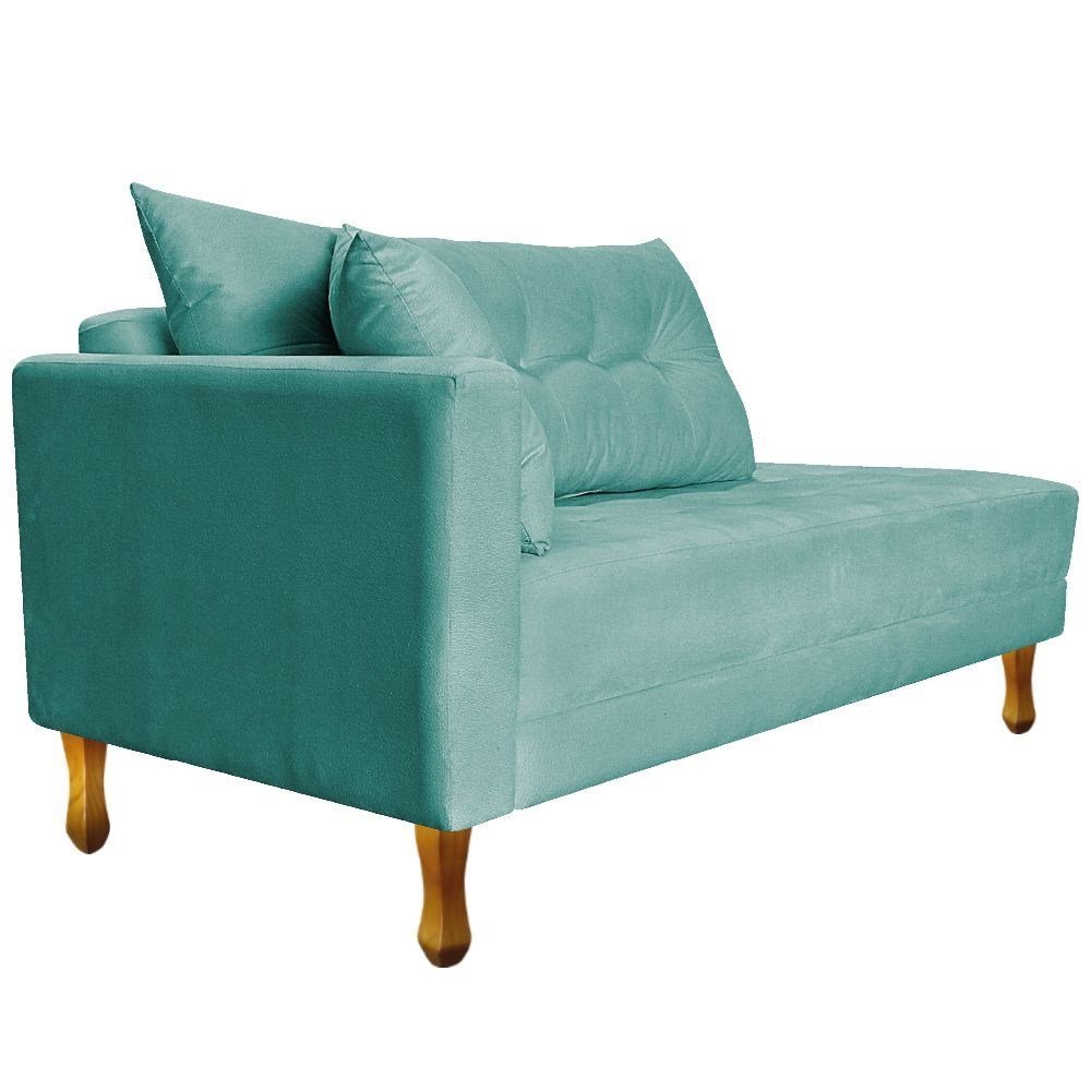 Recamier Azura 160cm com Almofada Lado Direito Suede Azul Tiffany - Amarena Móveis - 2