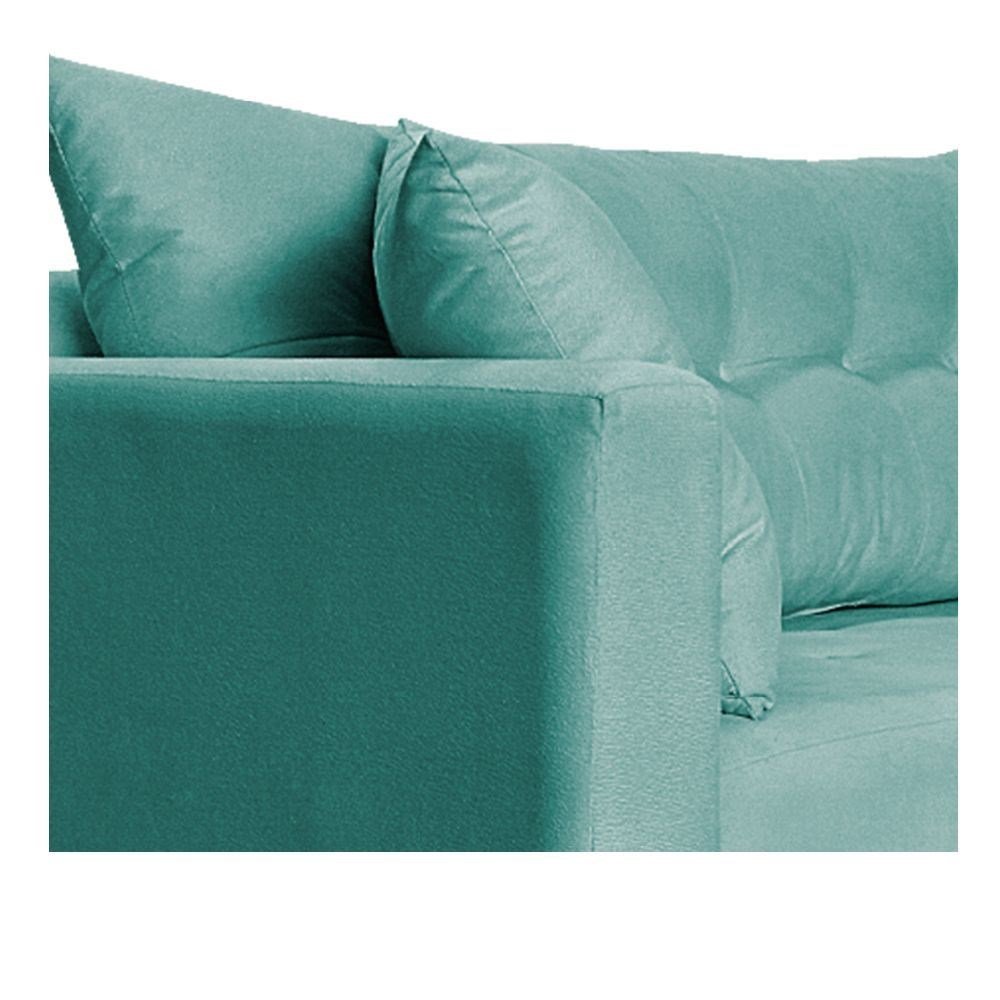 Recamier Azura 160cm com Almofada Lado Direito Suede Azul Tiffany - Amarena Móveis - 5