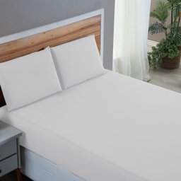 Kit Roupa de Cama Casal Percal 200 Fios 100% Algodão com Elástico e Fronhas 3 Peças:branco - 1