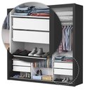Ver imagem 3 de Guarda-Roupa Casal com Espelhos 3 Portas 4 Gavetas 186cm Multimóveis CR35572 Preto/Off White