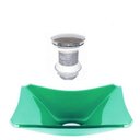 Ver imagem 1 de Cuba De Vidro Retangular Chanfrada 37cm Verde Válvula Click