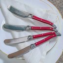 Ver imagem 2 de Conjunto de 4 facas para manteiga Laguiole LA TOUR Luxo com bandeja de madeira- bordô